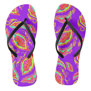 abstract,color,pattern, indian,mandala,purple flip flops