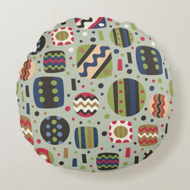 abstract color pattern textiles, interior designli round cushion (Front)