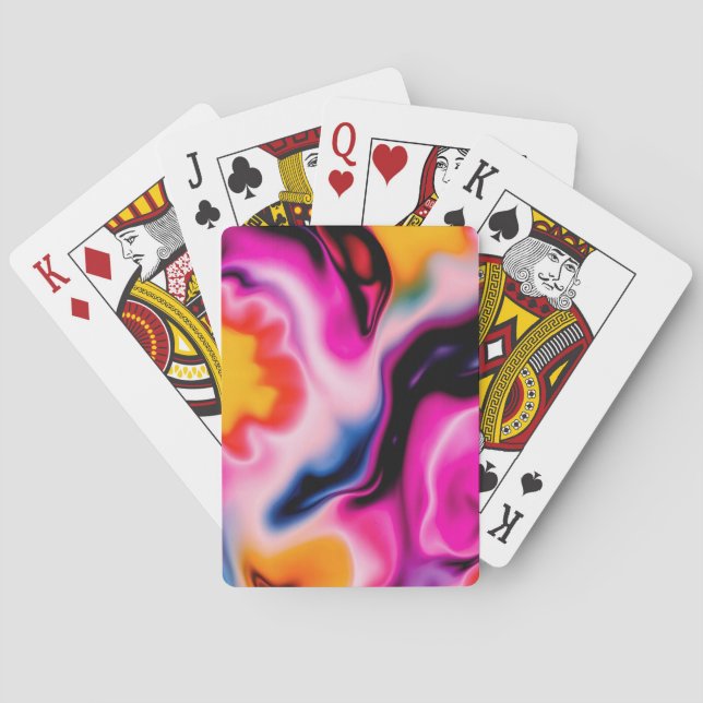 Abstract Color Swirl Vibrant Playing Cards (Back)