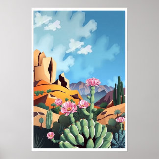 Abstract Colorado Mountains Desert Cactus Poster