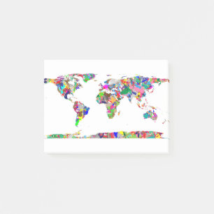 Abstract Colored World Map 2 Post-it Notes