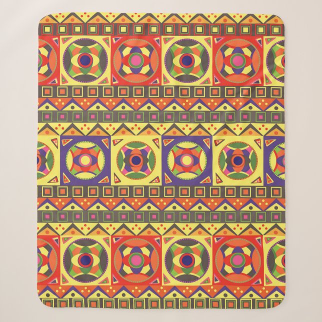 Abstract Colorful African Seamless Pattern with Ge Sherpa Blanket (Front)