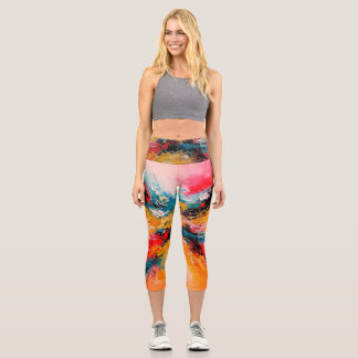 Abstract Colorful Art Capri Leggings