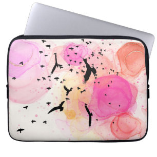 Abstract colorful birds pattern laptop sleeve