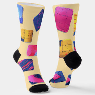 Abstract Colorful Blocks Pattern Socks