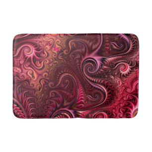 Abstract Colorful Burgundy Carmine Spiral Pattern Bath Mat