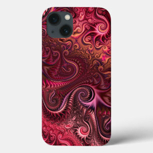Abstract Colorful Burgundy Carmine Spiral Pattern iPhone 13 Case