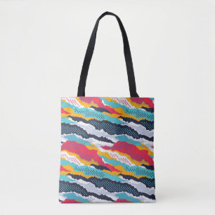Abstract colorful camouflage wallpaper with polka tote bag