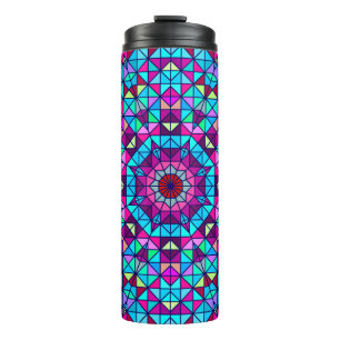 Abstract Colorful Digital Decorative Flower. Geome Thermal Tumbler