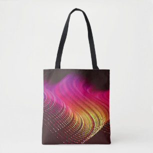 Abstract colorful digital landscape with flowing p tote bag
