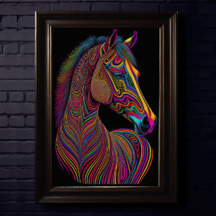 Abstract Colorful Drawing of A Horse 2:3 Poster