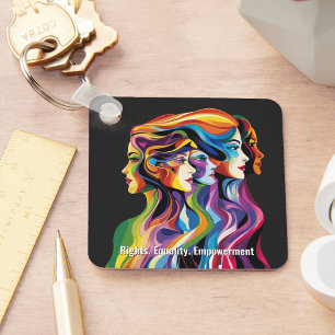 Abstract Colorful Faces Women's Day IWD Key Ring