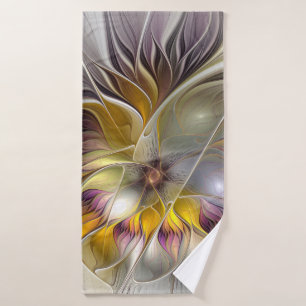 Abstract Colorful Fantasy Flower Modern Fractal Bath Towel