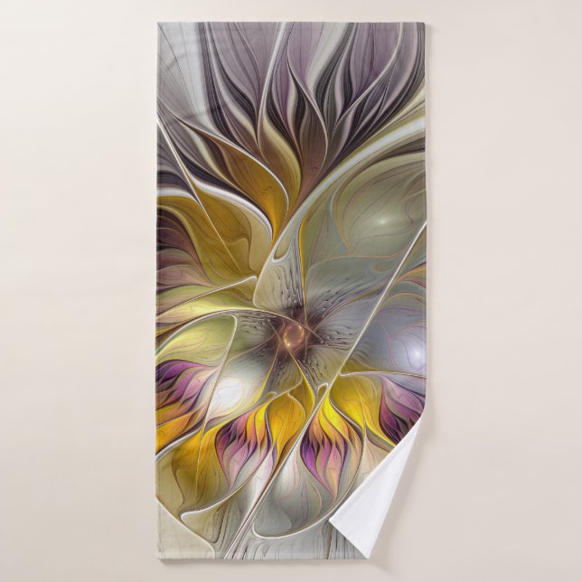 Abstract Colorful Fantasy Flower Modern Fractal Bath Towel (Bath Towel)