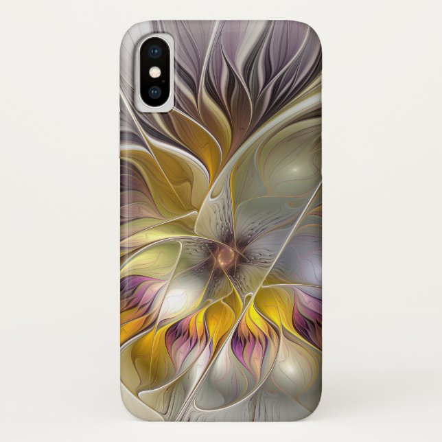 Abstract Colorful Fantasy Flower Modern Fractal Case-Mate iPhone Case (Back)