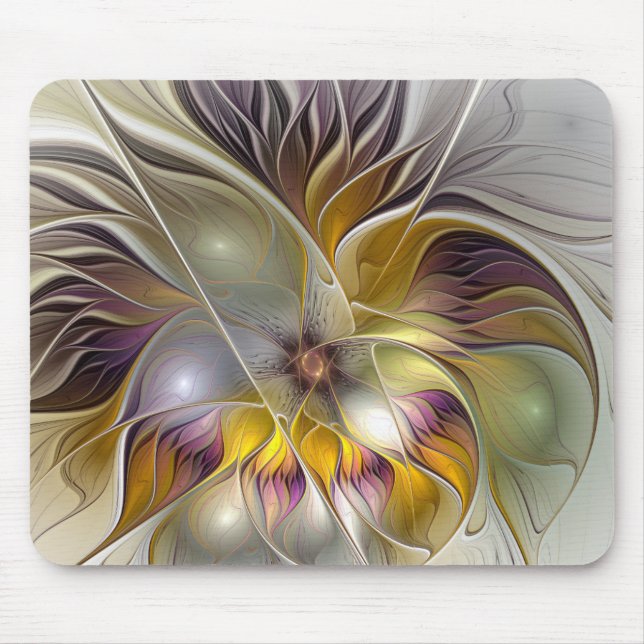 Abstract Colorful Fantasy Flower Modern Fractal Mouse Mat (Front)