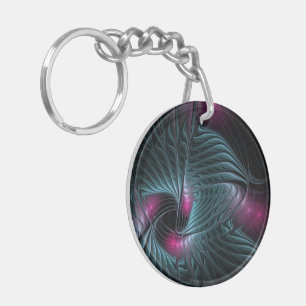 Abstract Colorful Fantasy Fractal Key Ring