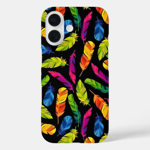 Abstract colorful feather explosion iPhone 16 case