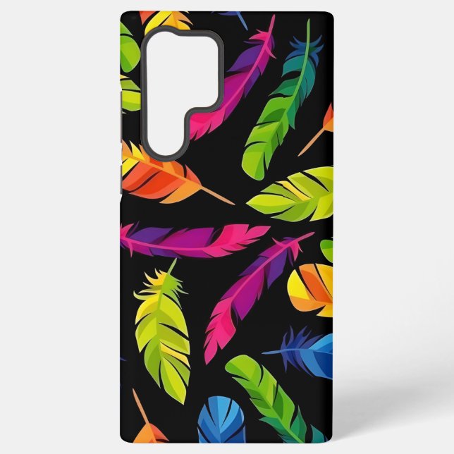 Abstract colorful feather explosion samsung galaxy s22 ultra case (Back)