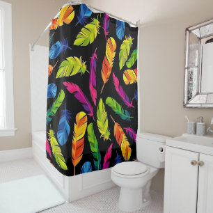 Abstract colorful feather explosion shower curtain