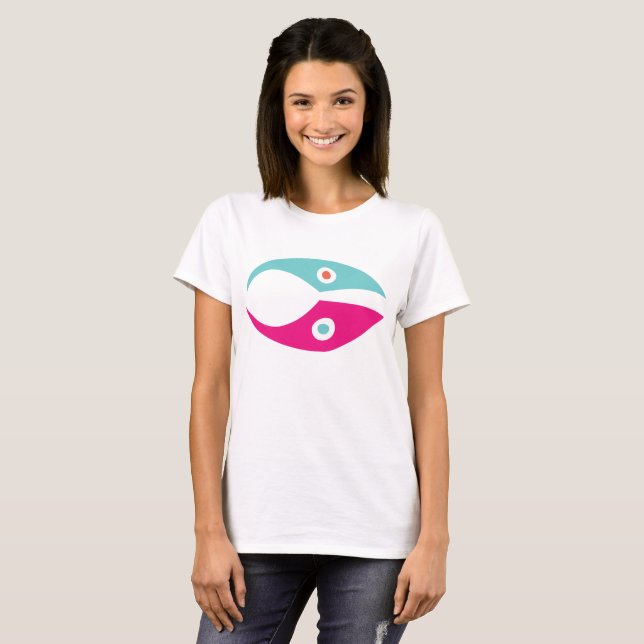 Abstract colorful fish symbol minimal design logo T-Shirt (Front Full)