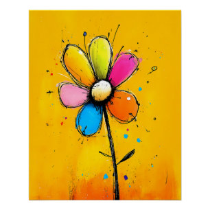abstract, colorful flower in pop art cartoon style poster