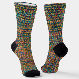 Abstract Colorful Geometric Patchwork Socks