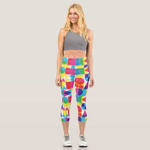 Abstract colorful geometric pattern design. capri leggings