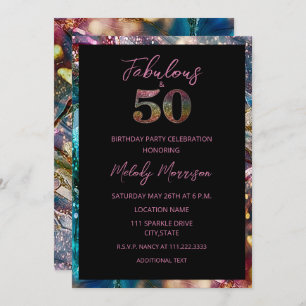Abstract Colorful Glitter 50th Birthday Invitation
