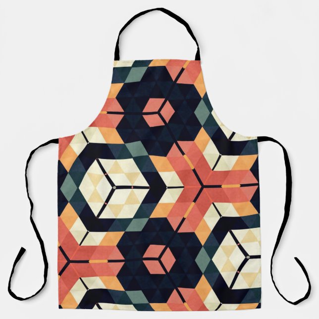 Abstract colorful hexagon square geometric seamles apron (Front)