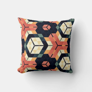Abstract colorful hexagon square geometric seamles cushion