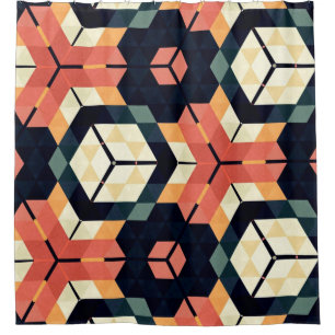 Abstract colorful hexagon square geometric seamles shower curtain