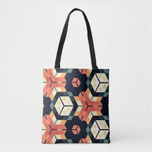 Abstract colorful hexagon square geometric seamles tote bag