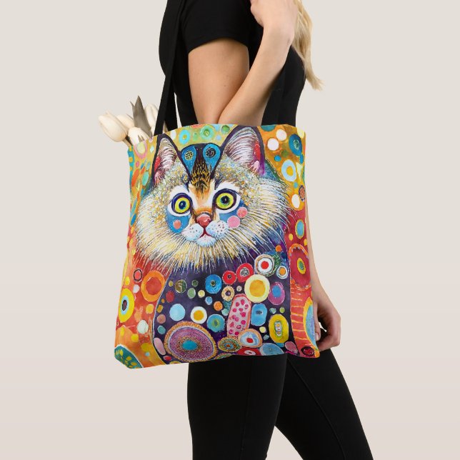 ABSTRACT COLORFUL KITTY CATS TOTE BAG (Close Up)