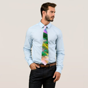 Abstract colorful leaves with psychedelic style    tie