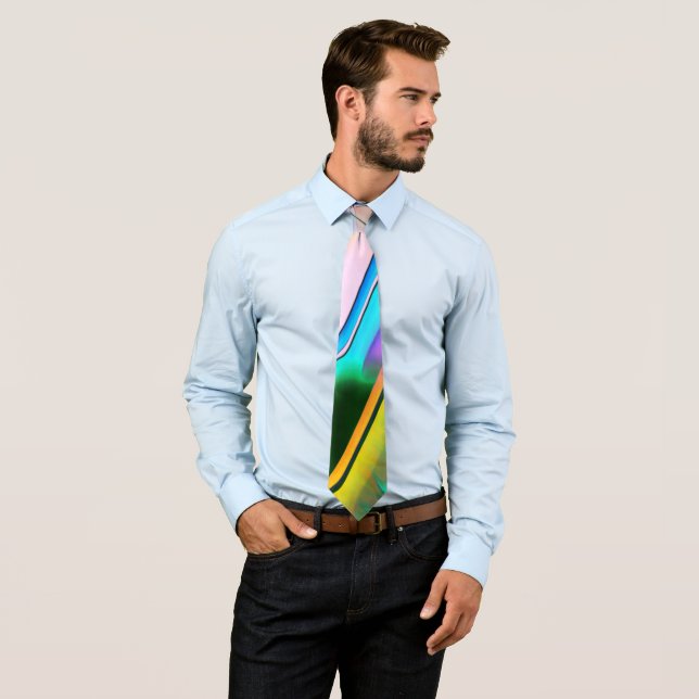 Abstract colorful leaves with psychedelic style    tie (In Situ)