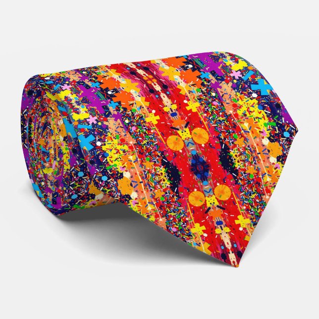 Abstract Colorful Modern Artistic Bright Tie (Rolled)