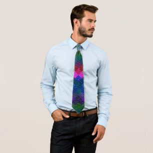 Abstract Colorful Mosaic Leather #30 Tie