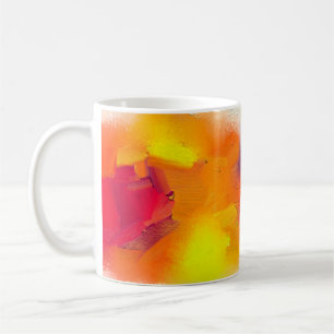 Abstract colorful oil painting on canvas texture. coffee mug