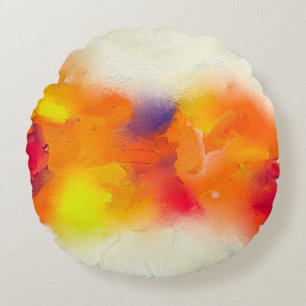 Abstract colorful oil painting on canvas texture. round cushion