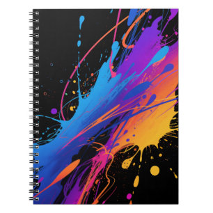Abstract Colorful Paint Splatter Background Notebook