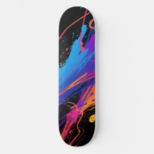 Abstract Colorful Paint Splatter Background Skateboard