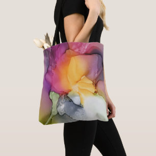Abstract Colorful Pink and Purple Floral  Tote Bag