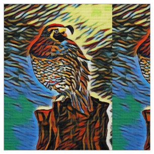 Abstract Colorful Quail Fabric