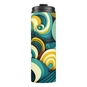 Abstract Colorful Retro 70s Hippie Waves Artwork   Thermal Tumbler