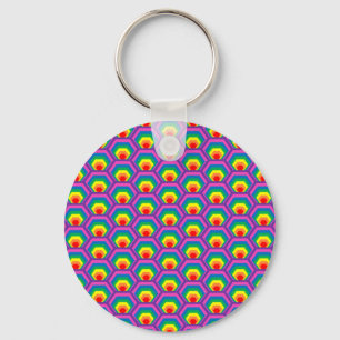 Abstract colorful shapes key ring