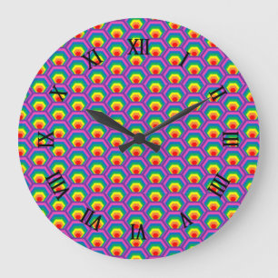 Abstract colorful shapes large clock