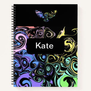 Abstract colorful swirls notebook
