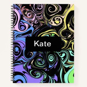 Abstract colorful swirls notebook