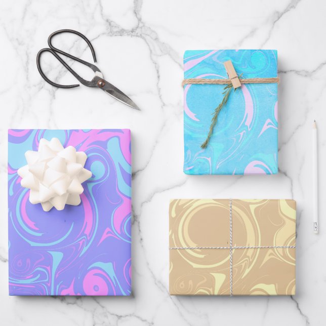 Abstract colorful swirls  wrapping paper sheet (Front)